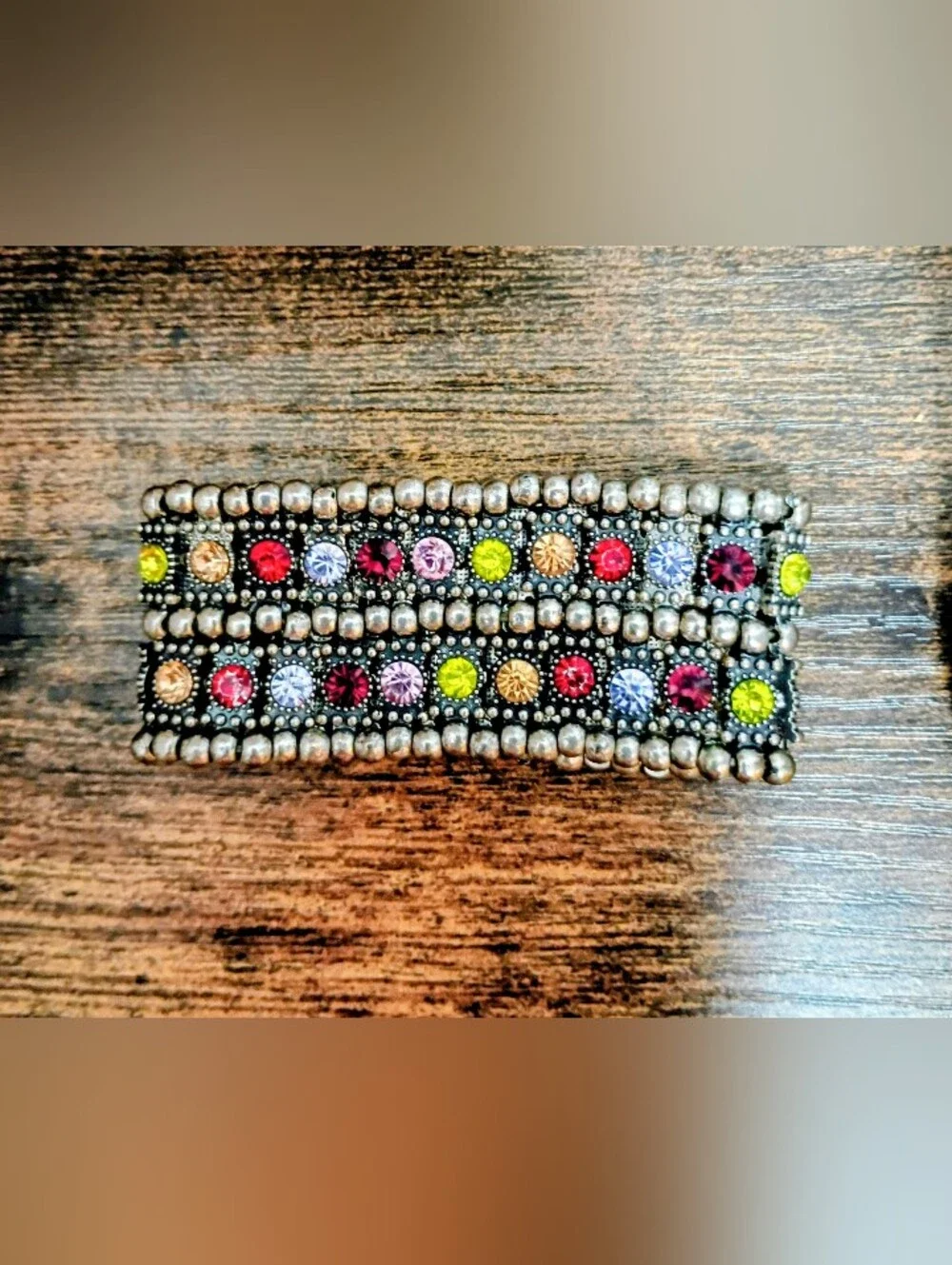 Multi Colors Rhinestones Two Row Bracelet - Picture 2 of 3
